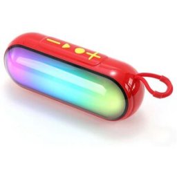 Enceinte Bluetooth Portable Stéréo 360° 10 W Avec Éclairage Led Fm Usb Rouge Yonis