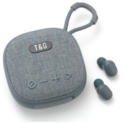 Mini Enceinte Bluetooth 2 En 1 Avec Écouteurs Tws Autonomie Longue Portée 10m Gris Yonis