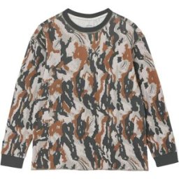 Gramicci - Pull à maille gaufrée - Waffle Crew Bark Camo pour Homme en Coton - Taille L - Marron