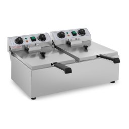 Friteuse électrique - 2 x 10 l - 6400 W - Minuterie - Royal Catering