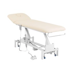 Table de massage électrique - 1 moteur - 100 W - 207 x 68 x 53 - 92 cm - 200 kg - Blanc/ beige
