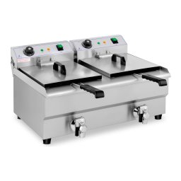 Friteuse électrique - 2 x 13 l - 6400 W - Robinet de vidange - Royal Catering