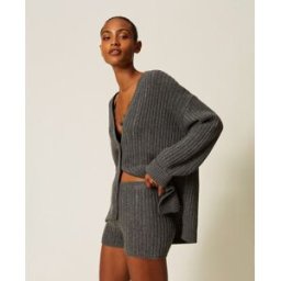 Twinset Short en maille de laine mélangée avec strass