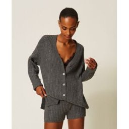 Twinset Cardigan en laine mélangée avec strass
