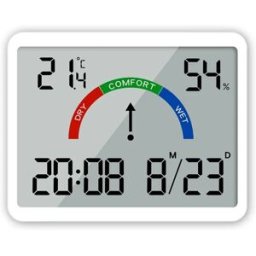 INF Horloge numérique murale avec écran LCD, température, alarme et mode silencieux Blanc