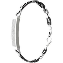INF Bracelet connecté Bluetooth avec comptage des pas, design bijou en acier sans écran et recharge magnétique Noir + Argent