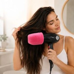 INF Diffuseur universel rouge pour sèche-cheveux en éponge souple, flux d'air homogène, lavable et résistant à la chaleur
