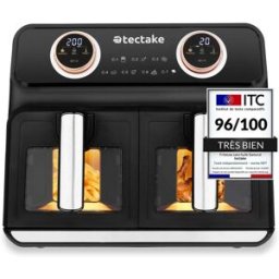 TECTAKE Friteuse À Air Chaud 2 Compartiments De Cuisson 7 Programmes 2400w