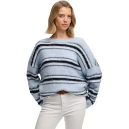 Superdry Pull Slouchy Brushed Stripe Blue Fog Stripe XS Femme