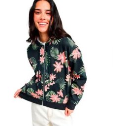 Roxy Sweat-shirt à Zip Vl Feels Right Anthracite Paradise Fleur L Femme