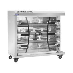 Rôtissoire poulet - à gaz - 4 broches pour 24 poulets - avec éclairage et roues - Royal Catering