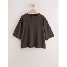 Next T-shirt Col rond à manches coude Brun XS (FR 36)