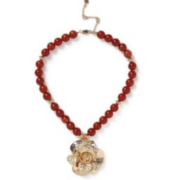 Aela Aela Stone Flower Short Pendant Brown Necklace Brun Un an