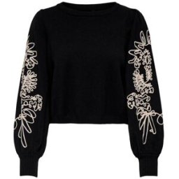 ONLY ONLY Floral Embroidered Knit Jumper Noir FR 42-44 (EU 40-42)