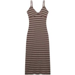 Superdry V-Neck Striped Maxi Dress Brun FR 44 (EU 42)