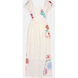 Accessorize Accessorize Floral Embroidered Midi Dress crème XS (FR 36)