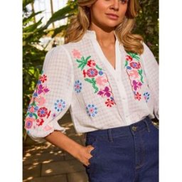Love & Roses Love & Roses Mirror Embroidered Blouse pâle FR 48 (EU 46)