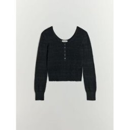 BHOEM Pull en maille fantaisie avec détails de boutons Gris FR 40 (EU 38)