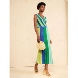 Love & Roses Love & Roses And Blue Striped Wrap Front Knitted Midi Dress bleu FR 42 (EU 40)
