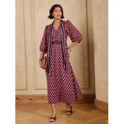Love & Roses Love & Roses Tie Neck Belted Midi Dress violet FR 42 (EU 40)
