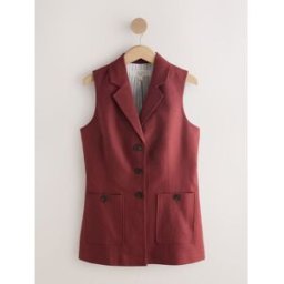 Next Gilet à col en lin riche Brun FR 36 (EU 34)