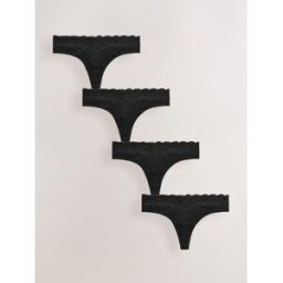 Next Lot de 4 culottes en coton et dentelle Noir FR 50 (EU 48)