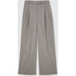 Reiss Reiss Darcy Wool-Blend Wide-Leg Pleated Trousers Gris FR 34 Regular (EU 32 R)