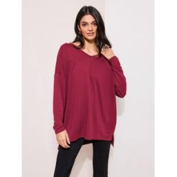 Friends Like These Friends Like These Soft Jersey Col en V Manches longues Tunique Top rouge FR 48 (EU 46)