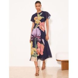 Lipsy Lipsy X Mandy Sade Floral Print Fit And Flare Midi Dress bleu FR 44 (EU 42)