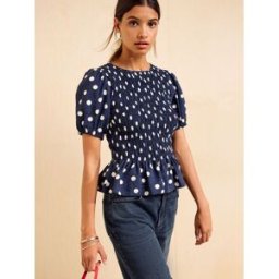 Friends Like These Top Friends Like These à manches courtes smocké bleu FR 38 (EU 36)