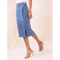 Lipsy Lipsy Denim Wrap Midi Skirt bleu FR 46 (EU 44)
