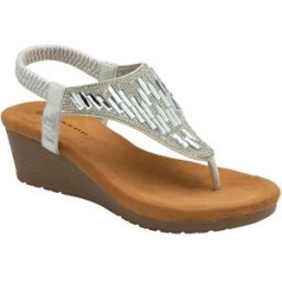 Dunlop Toe Post Wedge Elasticated Sandals argenté EU 38 (UK 5)