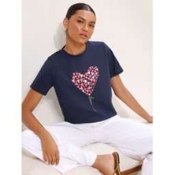 Lipsy T-shirt Lipsy Boyfriend Wear It With Love bleu FR 40 (EU 38)