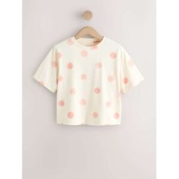 Next T-shirt raccourci épais à manches courtes et col rond crème FR 48 (EU 46)