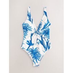 Next Maillot de bain plongeant gainant crème FR 46 Tall (EU 42 T)