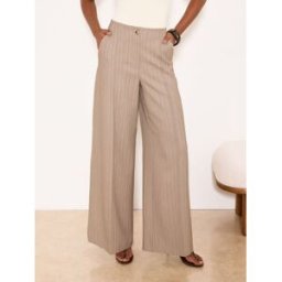 Lipsy Pantalons Ample à taille haute et Rayure Lipsy naturel FR 48 (EU 46)