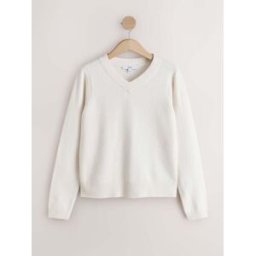 Next Pull super doux à Manches longues à Col V crème S Petite (FR 38-40)