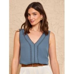 Love & Roses Love & Roses Hardware Detail V-Neck Vest bleu FR 50 (EU 48)