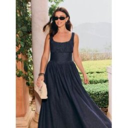 Friends Like These Robe mi-longue à taille froncée Friends Like These X Lucy Mecklenburgh bleu FR 40 (EU 38)