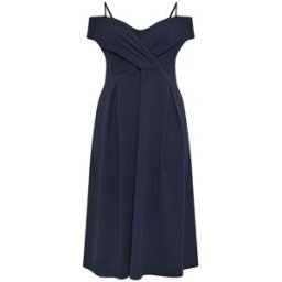Yours Curve Yours Curve London Pleated Cold Shoulder Skater Dress bleu FR 46 (EU 44)