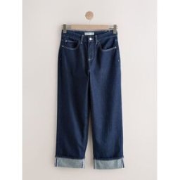 Next Jean Boyfriend Ample à taille mi-haute et revers. bleu FR 40 Petite (EU 38 P)