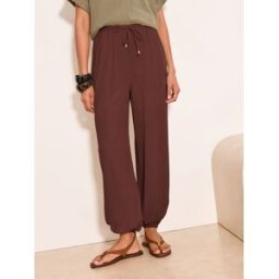 Lipsy Pantalons bouffant Lipsy Touch of Lin Brun FR 50 (EU 48)