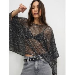 River Island River Island Sequin Knitted Poncho Noir Un an