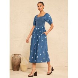 Love & Roses Love & Roses Embroidered Midi Dress bleu FR 38 Petite (EU 36 P)