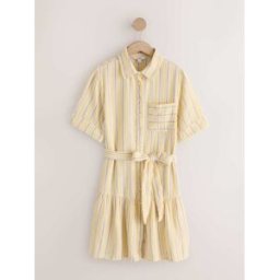 Next Robe chemise à manches courtes et taille nouée jaune FR 42 (EU 40)