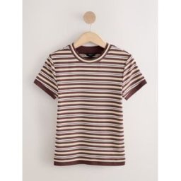 Next T-shirt à manches courtes et col rond superposé Brun L (FR 46-48)