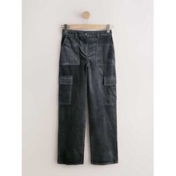 Next Straight Cargo Cord Trousers with Modal Gris FR 38 Petite (EU 32 P)
