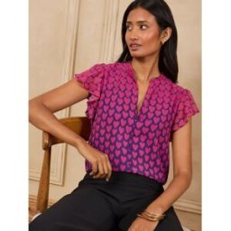 Love & Roses Love & Roses Flutter Sleeve Blouse bleu FR 50 (EU 48)