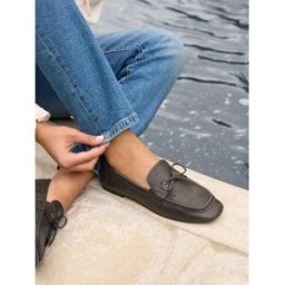 Linzi Linzi Narrative Square Toe Boat Style Loafers Brun EU 41 (UK 8)