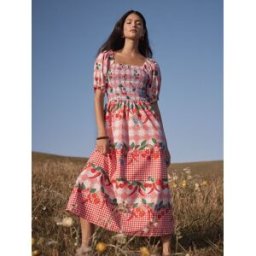 Love & Roses Love & Roses Smocked Bodice Puff Sleeve Midi Dress pâle FR 40 (EU 38)